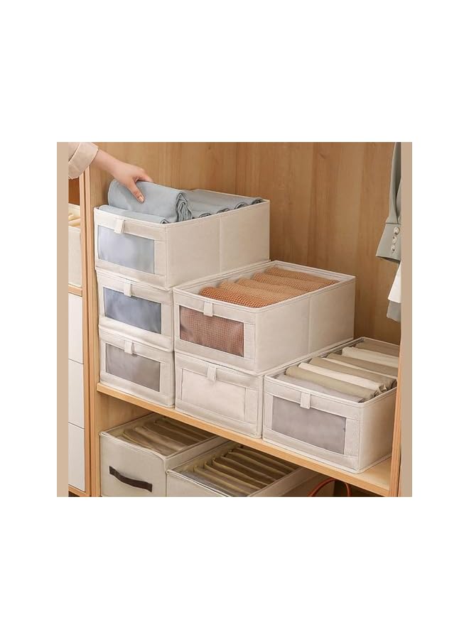Green Tiger 4 Pack Wardrobe Clothes Organizer Foldable Closet Storage Bins with Clear Window Large Storage Boxes Baskets for Organizing Clothing Jeans Shirts Toys Books - Image 2