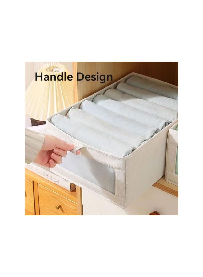 Green Tiger 4 Pack Wardrobe Clothes Organizer Foldable Closet Storage Bins with Clear Window Large Storage Boxes Baskets for Organizing Clothing Jeans Shirts Toys Books - Image 3