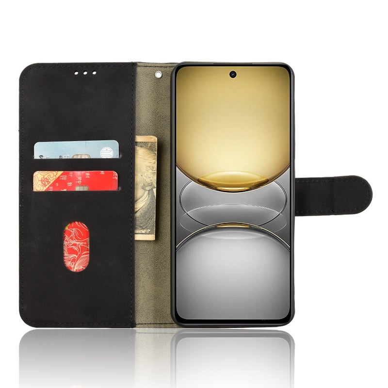 HuHa Case Cover For Realme C75 4G Skin Feel Magnetic Flip Leather Phone Case(Black) - Image 4