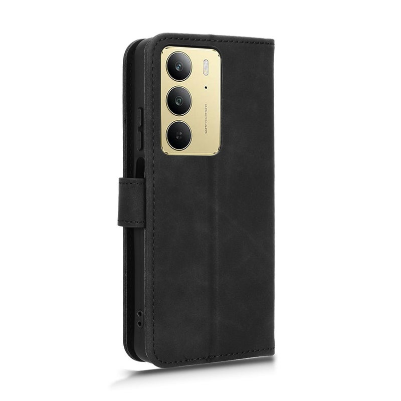 HuHa Case Cover For Realme C75 4G Skin Feel Magnetic Flip Leather Phone Case(Black) - Image 3
