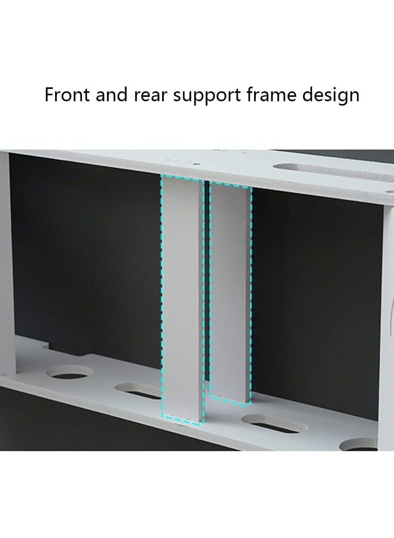 Eworld Stylish Wall-Mounted Router Rack for Wi-Fi Router, Set-Top Box, Light Cat Box, and More, Includes Doors and Patch Panel Shielding Box for Neat Storage, White. - Image 3