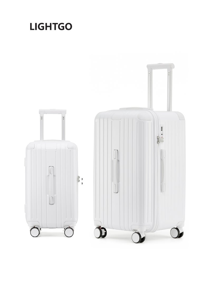 LIGHTGO 7610 22“+29” 2pcs set luggage ，white color suitcase ，PC Suitcase， Trunk Style case， check in luggage with TSA travel case - Image 1