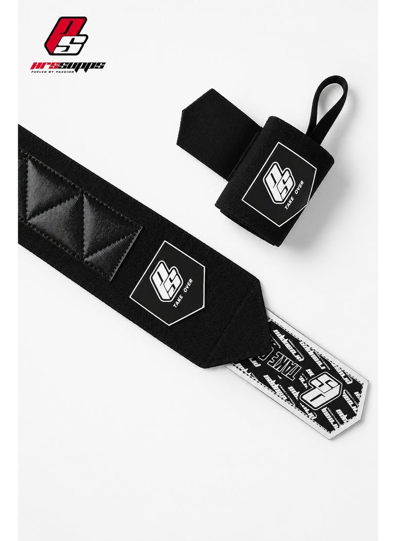ProSupps 2PCS Heavy-Duty Wrist Wraps for Weightlifting & Powerlifting, Adjustable Wrist Support with Thumb Loop, Reinforced Stitching & Strong Hook-and-Loop Closure, Gym Wrist Brace for Bench Press, Shoulder Press & Strength Training (Black) - Image 1
