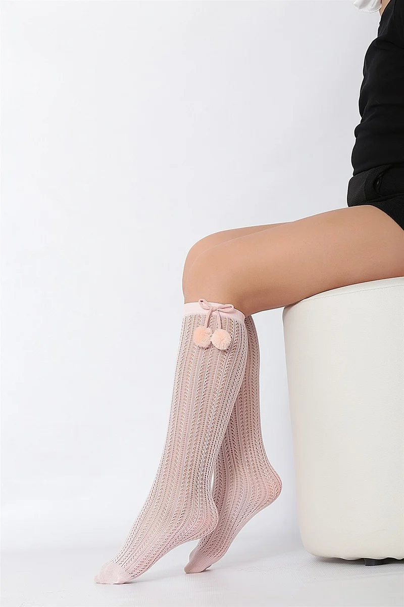 دايمود Fairy Pompom Fishnet Kids Knee High Socks