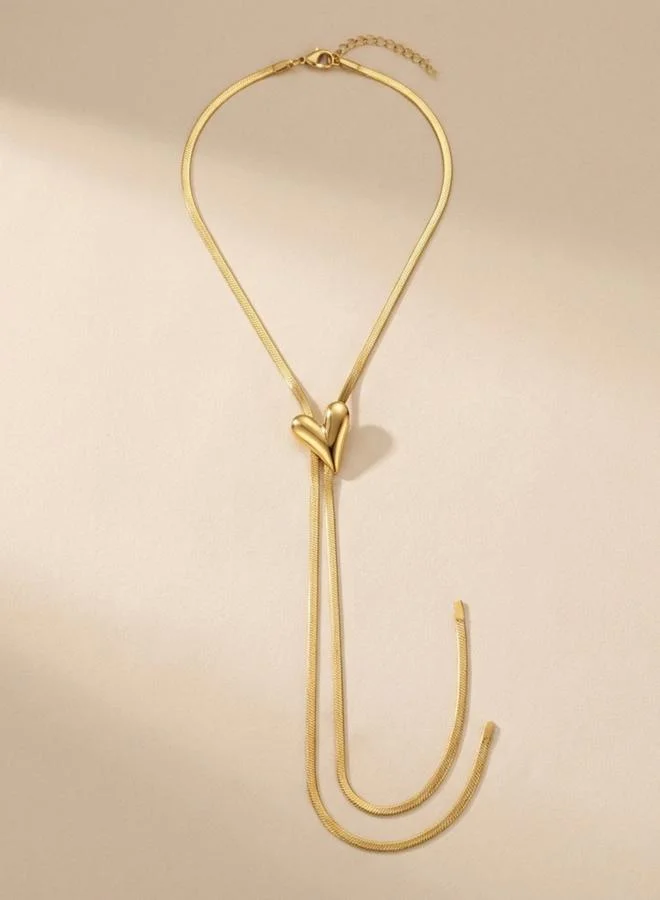 Take Two  Women's Metal Heart-Shaped Adjustable Flat Snake Chain Necklace for Women | Best Price UAE