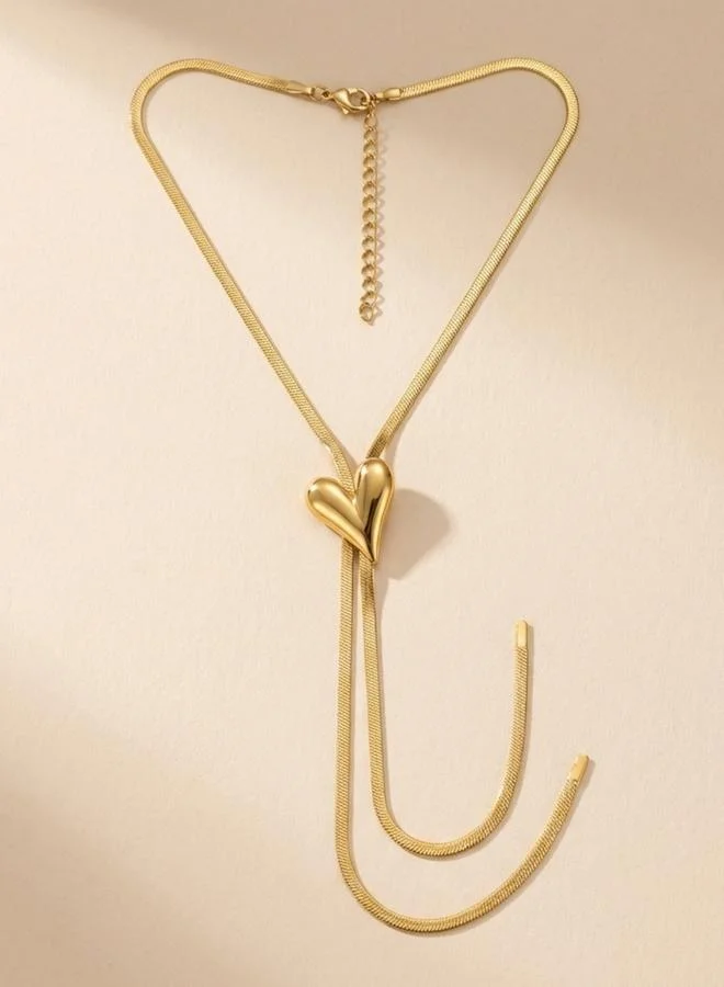 Take Two  Women's Metal Heart-Shaped Adjustable Flat Snake Chain Necklace for Women | Best Price UAE
