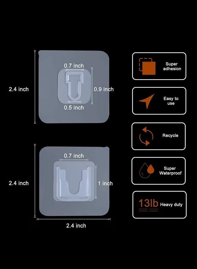 20 Pack Double Sided Wall Hook, Wall Hooks for Hanging, Self Adhesive Hooks for Bathroom Kitchen Office Hanging  - Image 2