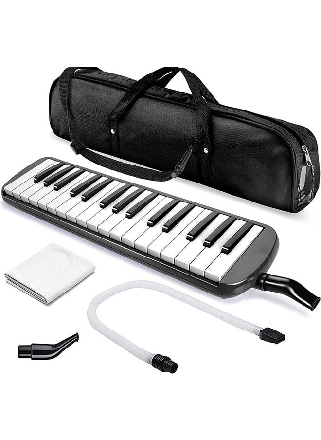 Garlo - 32 Keys Double Tubes Mouthpiece Air Piano Keyboard Musical Instrument with Carrying Bag 32 Keys, Black. - Image 1