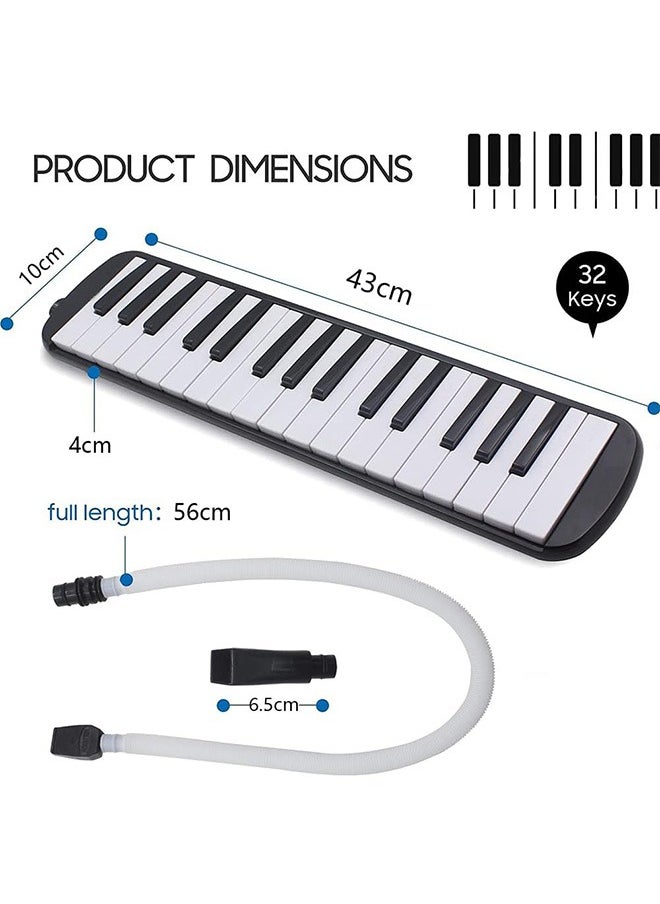 Garlo - 32 Keys Double Tubes Mouthpiece Air Piano Keyboard Musical Instrument with Carrying Bag 32 Keys, Black. - Image 1