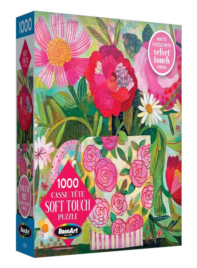 RoseArt - Soft Touch - Cup Full of Rosie - 1000 Piece Jigsaw Puzzle, Vibrant Flower Art Puzzle for Adults - Made in USA - Image 1