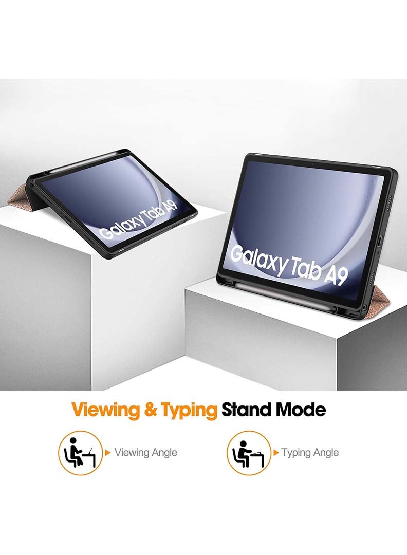 Theodor Samsung Galaxy Tab A9, Smart Cover with Pencil Holder and Soft Baby Skin Silicone Back and Full Body Protection, Auto Wake/Sleep Cover For Samsung Galaxy Tab A9 2023 (Black) - Image 5