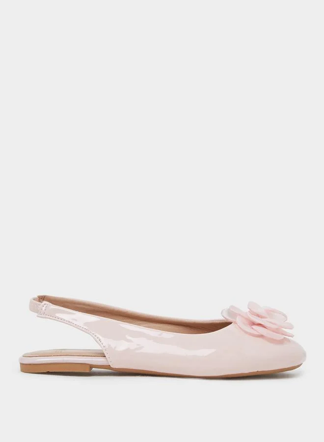 Styli Teen Girls Patent Slingback Ballerinas With Flower Detail