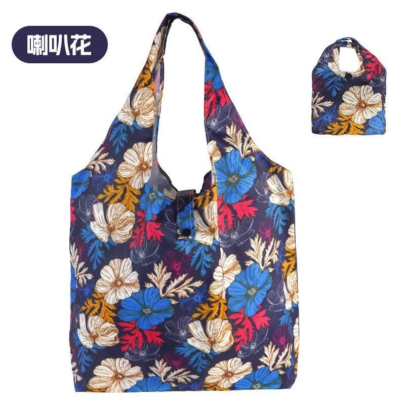 New Waterproof Large Capacity Folding Shopping Bag Printed Portable Handbag Environmentally Friendly Storage Bag - Image 1