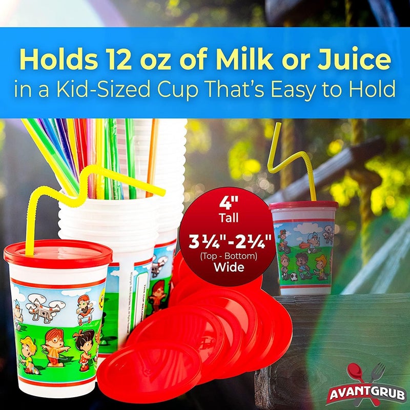 Avant Grub Leakproof 12oz Kids Party Cups With Lid and Straw 10Pk Super Durable and DishwasherSafe With BPA Free Material is Reusable or Take and Toss Great for Child Birthday Parties Travel or Bathroom Cup - Image 3