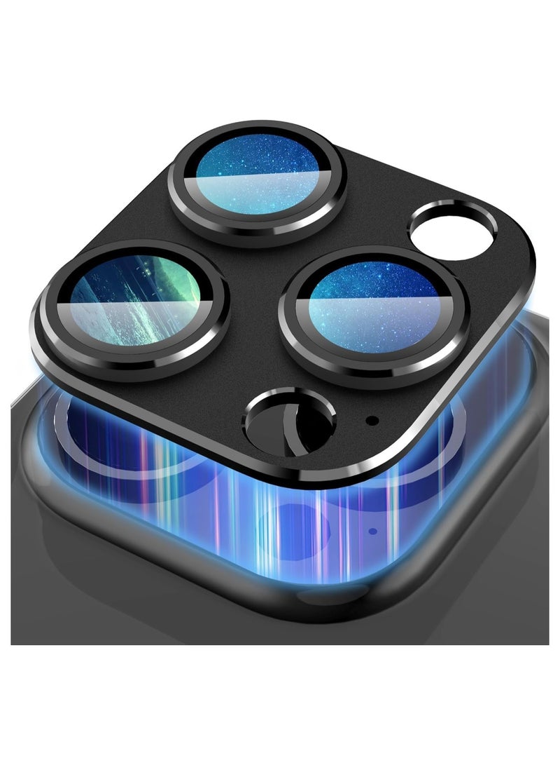 إلترازون واقي عدسة الكاميرا لهاتف iPhone 15 Pro مقاس 6.1 بوصة وiPhone 15 Pro Max مقاس 6.7 بوصة، غطاء حلقي من الزجاج المقوى بتغطية كاملة 9H، لوحة معدنية غير لامعة، صديق للحافظة، عبوة واحدة (أسود) - Image 1