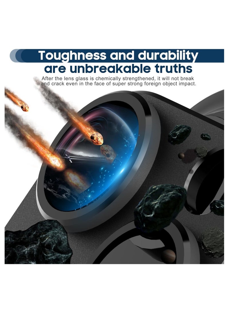 إلترازون واقي عدسة الكاميرا لهاتف iPhone 15 Pro مقاس 6.1 بوصة وiPhone 15 Pro Max مقاس 6.7 بوصة، غطاء حلقي من الزجاج المقوى بتغطية كاملة 9H، لوحة معدنية غير لامعة، صديق للحافظة، عبوة واحدة (أسود) - Image 2