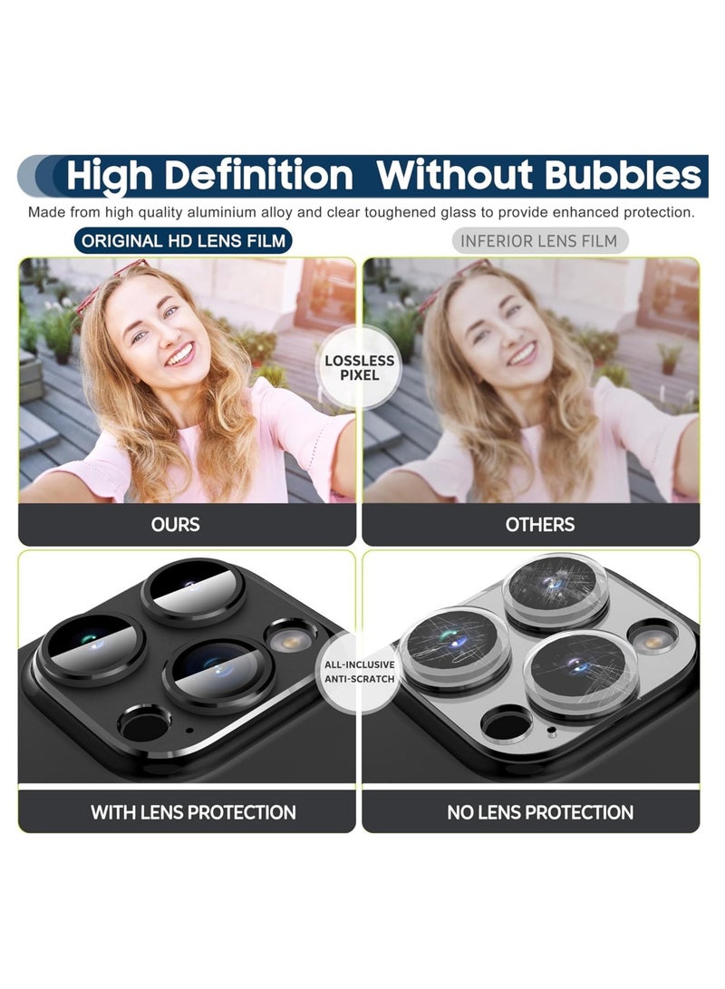 إلترازون واقي عدسة الكاميرا لهاتف iPhone 15 Pro مقاس 6.1 بوصة وiPhone 15 Pro Max مقاس 6.7 بوصة، غطاء حلقي من الزجاج المقوى بتغطية كاملة 9H، لوحة معدنية غير لامعة، صديق للحافظة، عبوة واحدة (أسود) - Image 5