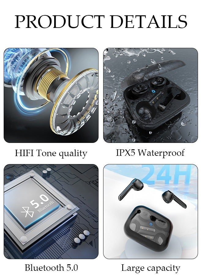 DUNISO 2 Pairs of Wireless Earbuds Bluetooth 5.3 Headphone In-ear IPX5 Waterproof Wireless Earphones with Wireless Charging Case Touch Control for Running Sport Gym - Image 3