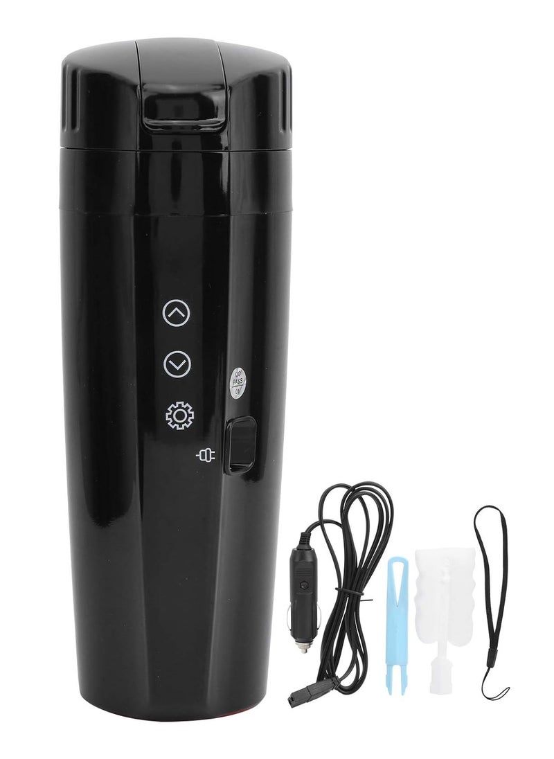 Nest 12V/24V Portable Car Electric Kettle- Leakproof Travel Hot Mug with Adjustable Temperature for Coffee and Tea, 304 Stainless Steel (Black)  - Image 1