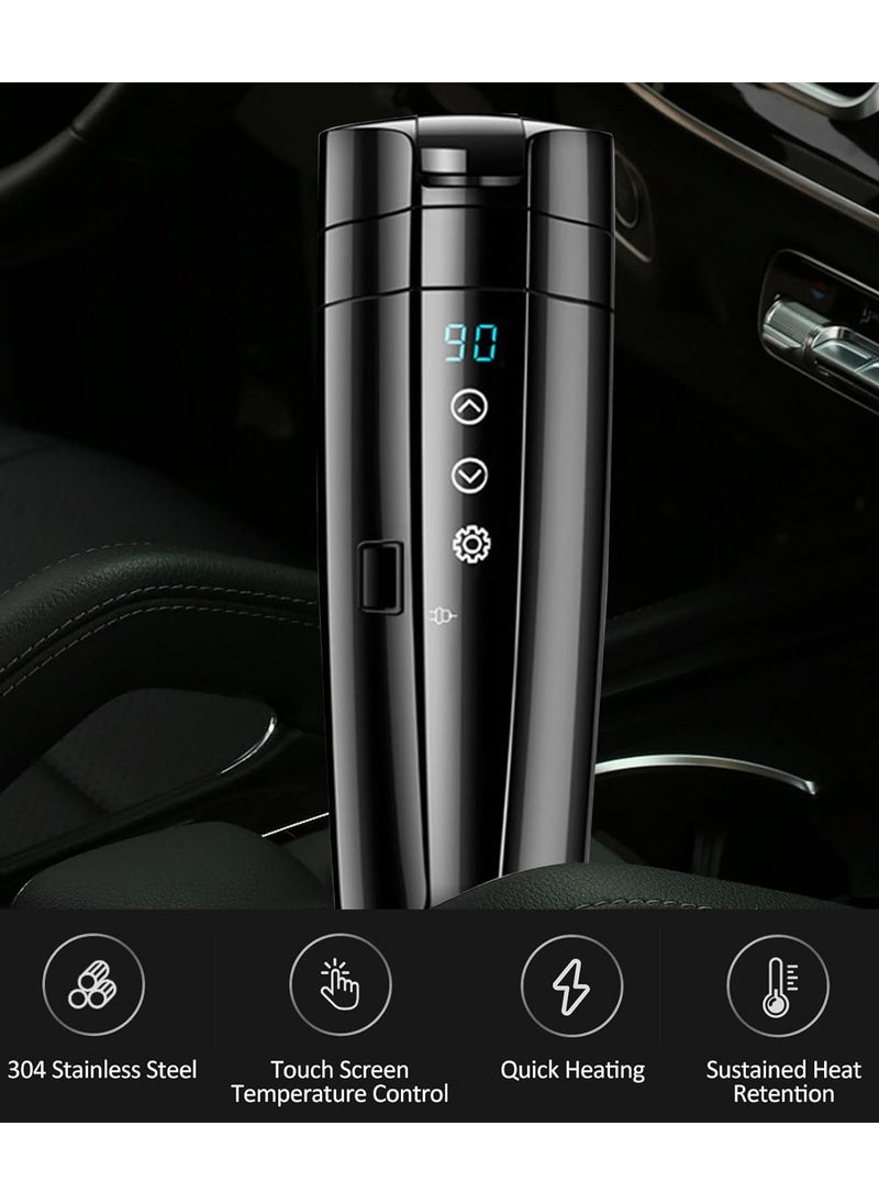Nest 12V/24V Portable Car Electric Kettle- Leakproof Travel Hot Mug with Adjustable Temperature for Coffee and Tea, 304 Stainless Steel (Black)  - Image 3