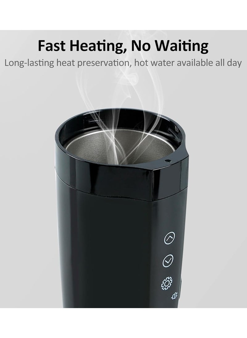 Nest 12V/24V Portable Car Electric Kettle- Leakproof Travel Hot Mug with Adjustable Temperature for Coffee and Tea, 304 Stainless Steel (Black)  - Image 5