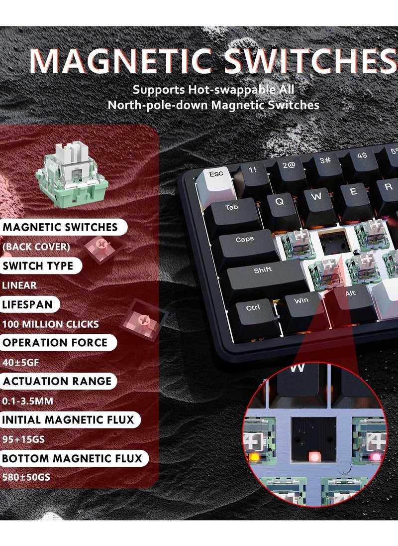 Attack Shark X65 HE Wired Rapid Trigger Magnetic Switch 65% Mechanical Gaming Keyboard, Hall Effect Top Mount RGB Hot Swap,Adjustable Actuation,8KHZ Polling Rate,PBT Keycaps for Win/Mac(White Contour)  - Image 4
