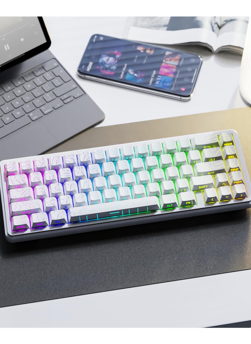 Attack Shark X65 HE Wired Rapid Trigger Magnetic Switch 65% Mechanical Gaming Keyboard, Hall Effect Top Mount RGB Hot Swap,Adjustable Actuation,8KHZ Polling Rate,PBT Keycaps for Win/Mac(White Contour)  - Image 3