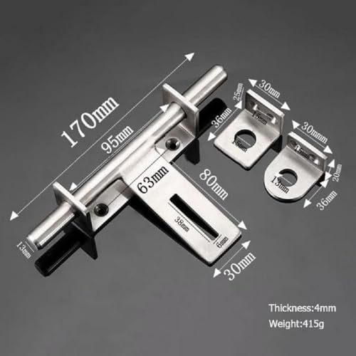WANLIAN dingchi Sliding Bolt Gate Latch Safety Lock Bolt Hasp Heavy Duty 304 Stainless Steel Barrel Door Latches with Padlock Hole Brushed Finish - Image 3
