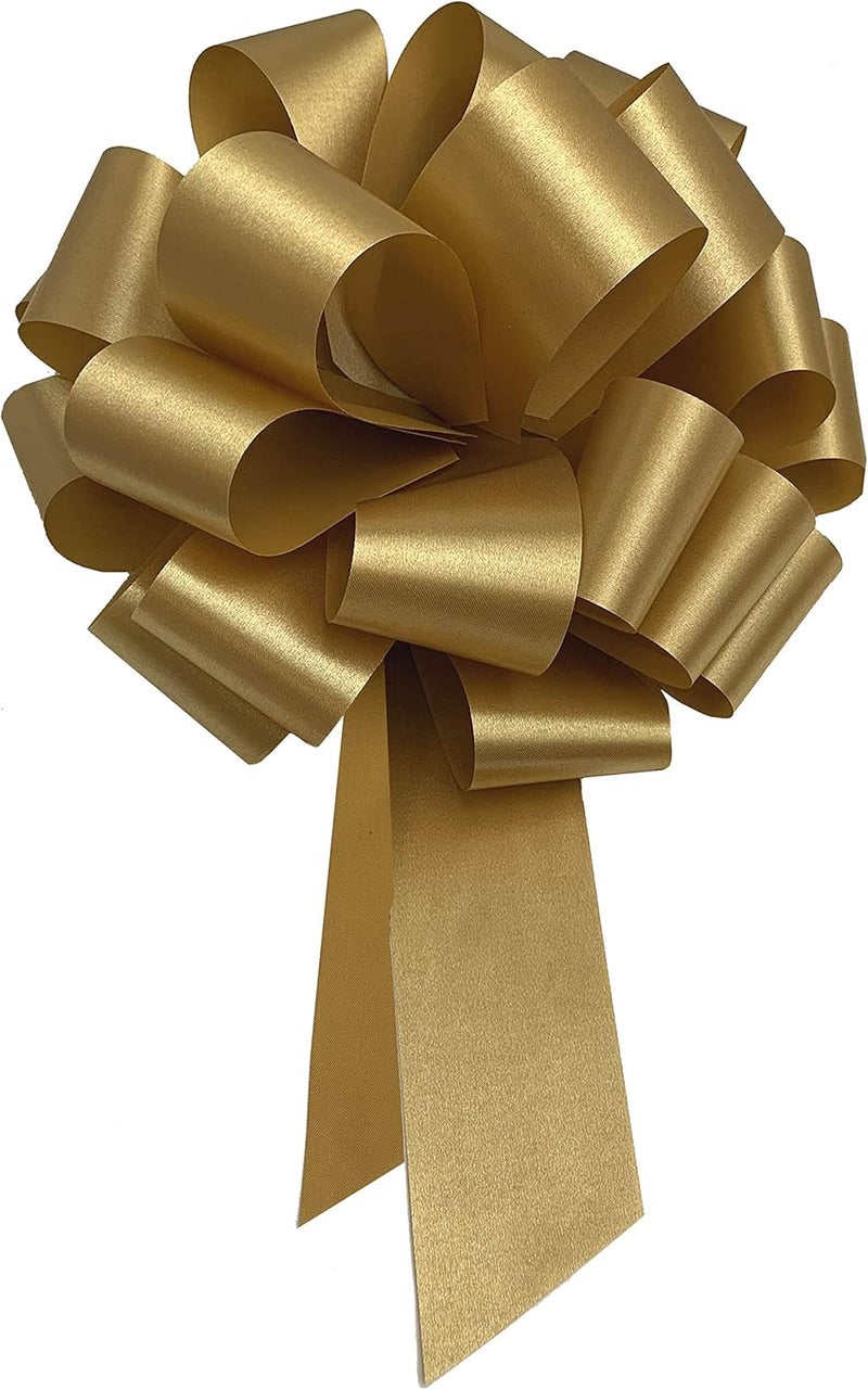 Gift Wrap Etc. Large Gold Ribbon Pull Bows - 9" Wide, Set of 6, Christmas, Gift Basket, Presents, Anniversary, Birthday, Wreath, Swag, Mardi Gras, Fundraiser, Classroom, Office, NYE - Image 3