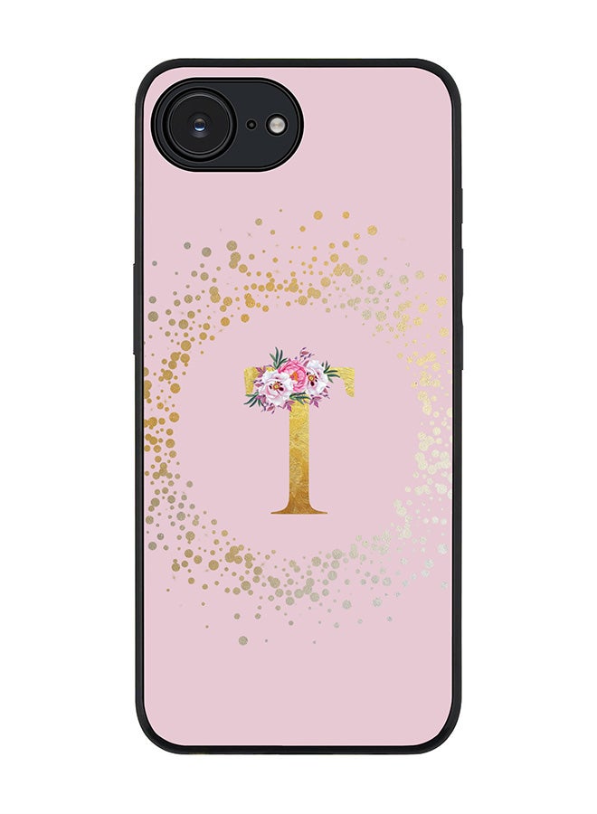 Stylizedd For Apple iPhone 17e / 16e Case,Slim fit Camera Protection, Shockproof Thin Phone cover  - Custom Monogram Floral - T  (Pink ) - Image 1