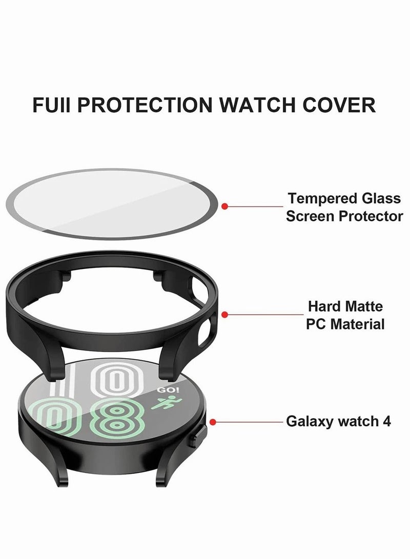 Samsung Watch 4/5 Screen Protector Case 44mm, Hard PC Bumper Cover with Tempered Glass Shockproof Cover Protective Screen Protector for Galaxy Watch 4/5