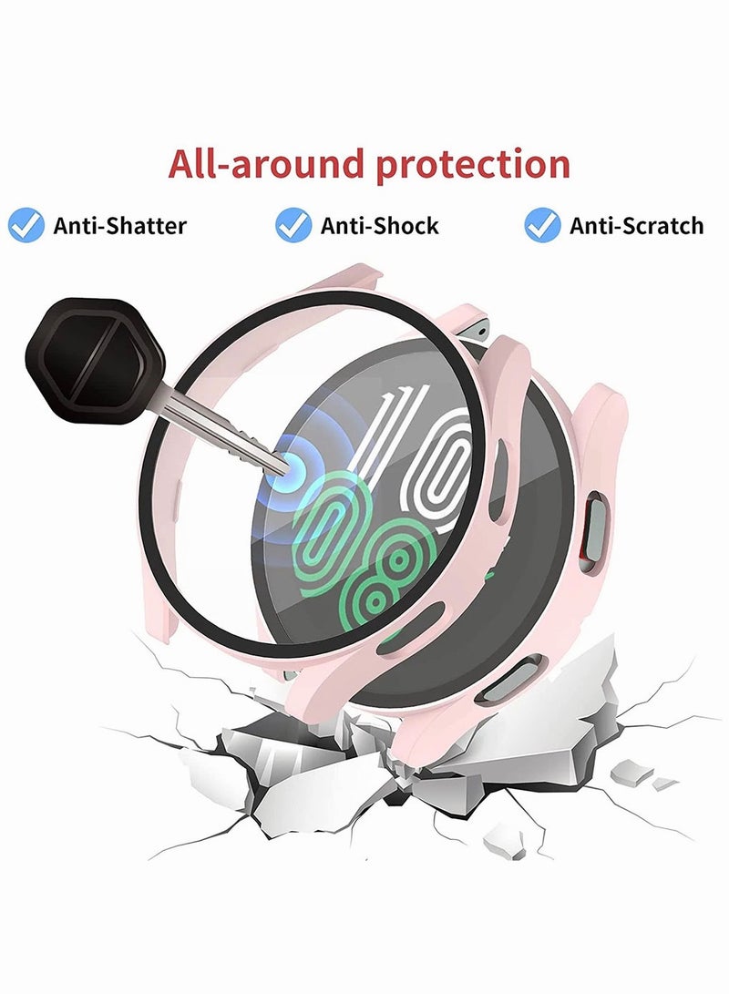 Samsung Watch 4/5 Screen Protector Case 44mm, Hard PC Bumper Cover with Tempered Glass Shockproof Cover Protective Screen Protector for Galaxy Watch 4/5