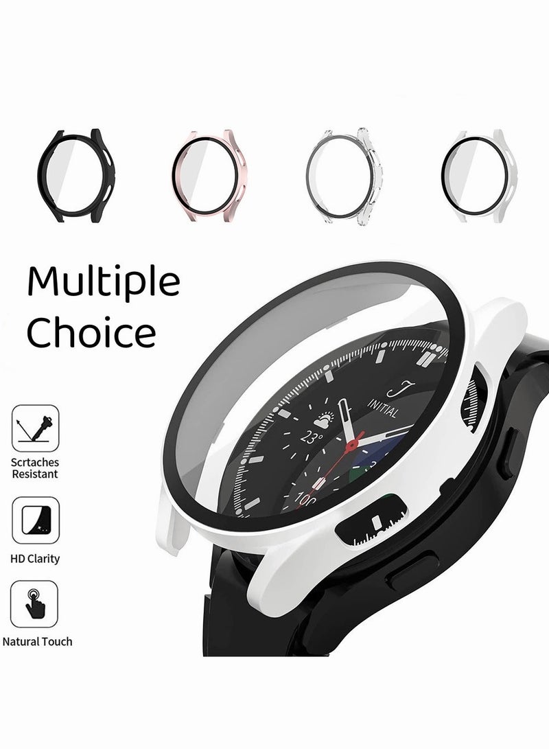 Samsung Watch 4/5 Screen Protector Case 44mm, Hard PC Bumper Cover with Tempered Glass Shockproof Cover Protective Screen Protector for Galaxy Watch 4/5