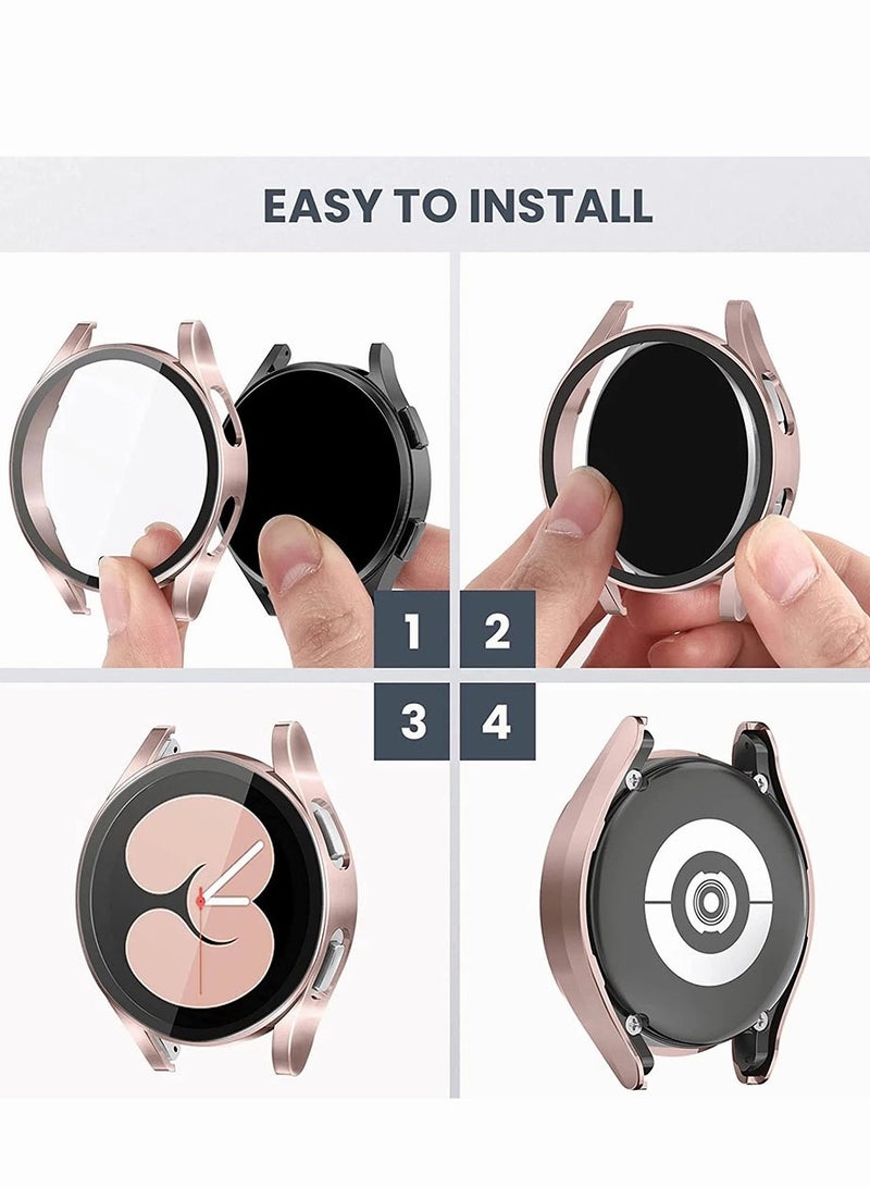 Samsung Watch 4/5 Screen Protector Case 44mm, Hard PC Bumper Cover with Tempered Glass Shockproof Cover Protective Screen Protector for Galaxy Watch 4/5