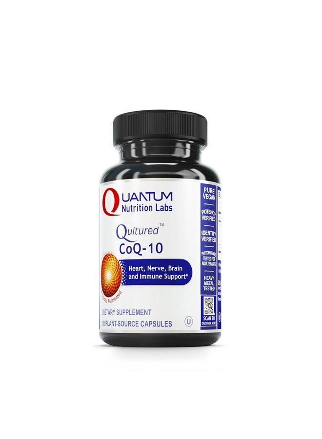 Quantum Nutrition Labs CoQ-10 Qultured - Coenzyme Q10, Co Q 10 Supplement, 100mg Capsules for Heart Health, Nerve, and Immune Support, Ubiquinol Co Enzyme Q-10 with Red Algae - 60 Vegetarian Capsules - Image 1