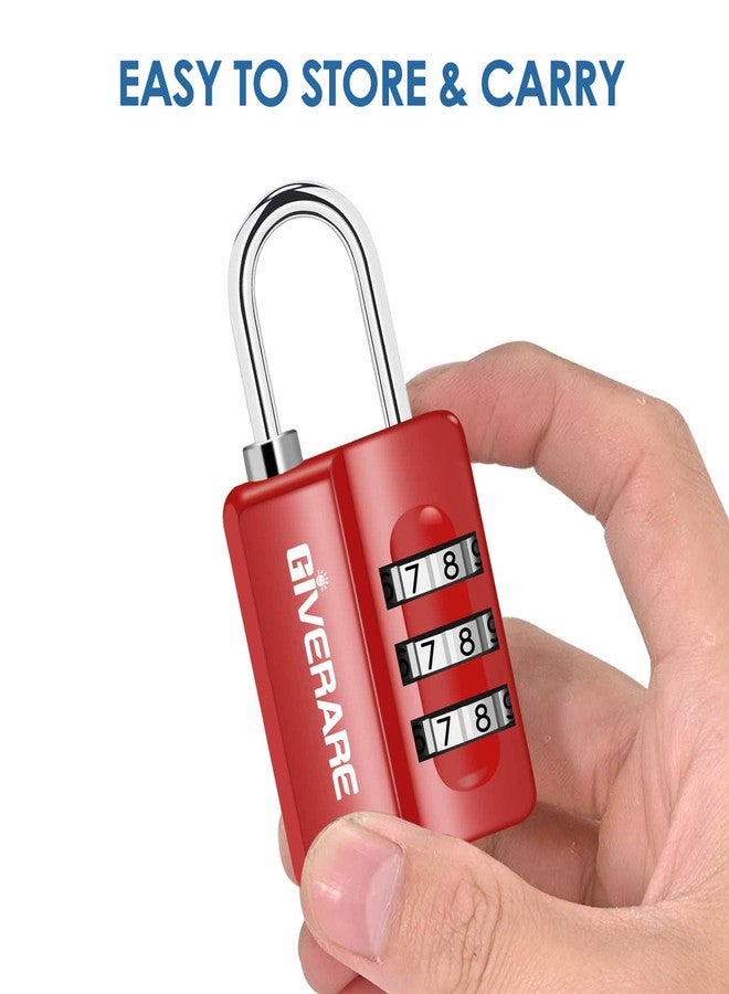 GIVERARE 4 Pack Combination Lock, 3-Digit Padlock Keyless, Resettable Luggage Locks for Backpack, Gym & School & Employee Locker, Weatherproof Travel Lock for Fence, Backyard Gate, Hasp, Case-Red - Image 3