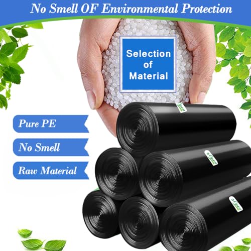 Hommaly 1.5 Gallon 200 pcs Small Black Trash Bags(Fit1.3-1.6 Gal), Strong 1.3 Gallon 1.5 Gallon 1.6 Gallon Garbage Bags,Bathroom Trash Can Bin Liners,Mini Bags Waste Basket Liner,Fit 5-6 Liters-Black - Image 5