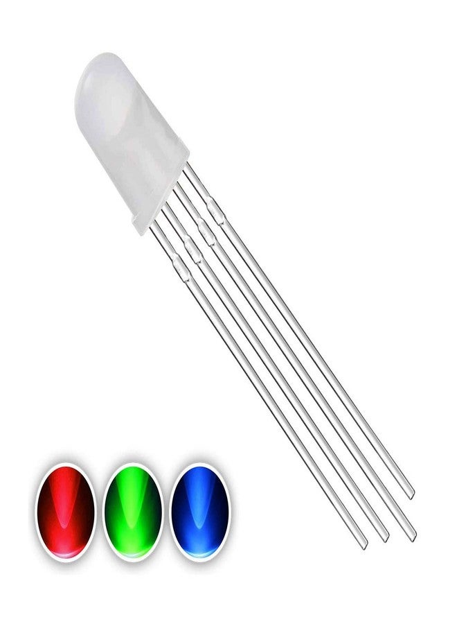 Wizzo {Pack of 50 Pieces) 5mm RGB LED (Common Cathode), DC 4 Pin Light Emitting Diode, Milky Diffused LED Lights Multicolor LED Lamp Bulb, for DIY PCB, Science Projects, Hobby Kit - Image 1
