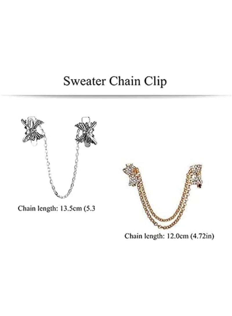 Luckam 4 Pieces Sweater Clips for Women Girls Retro Cardigan Collar Clips Set Hollow Flower Pearl Dresses Sweater Shawl Cardigan Collar Clip - Image 2