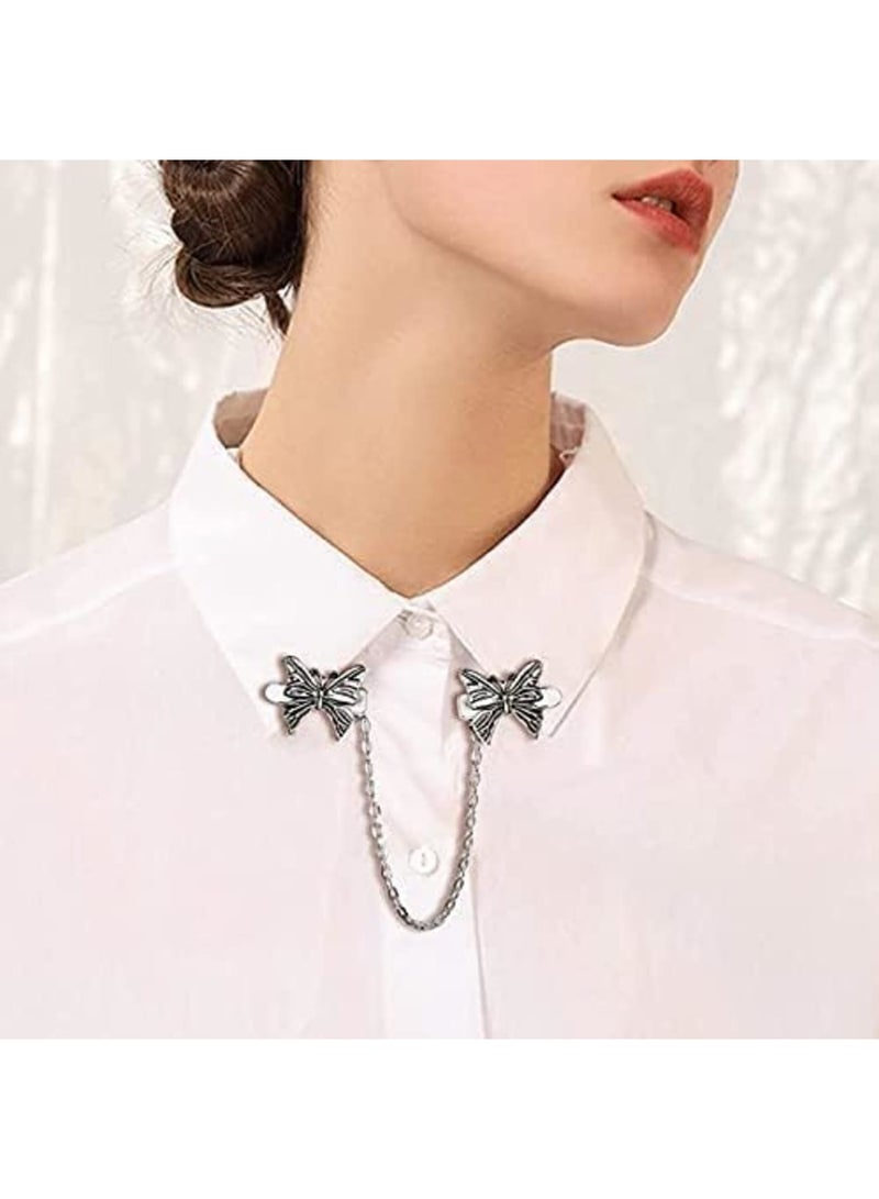 Luckam 4 Pieces Sweater Clips for Women Girls Retro Cardigan Collar Clips Set Hollow Flower Pearl Dresses Sweater Shawl Cardigan Collar Clip - Image 4
