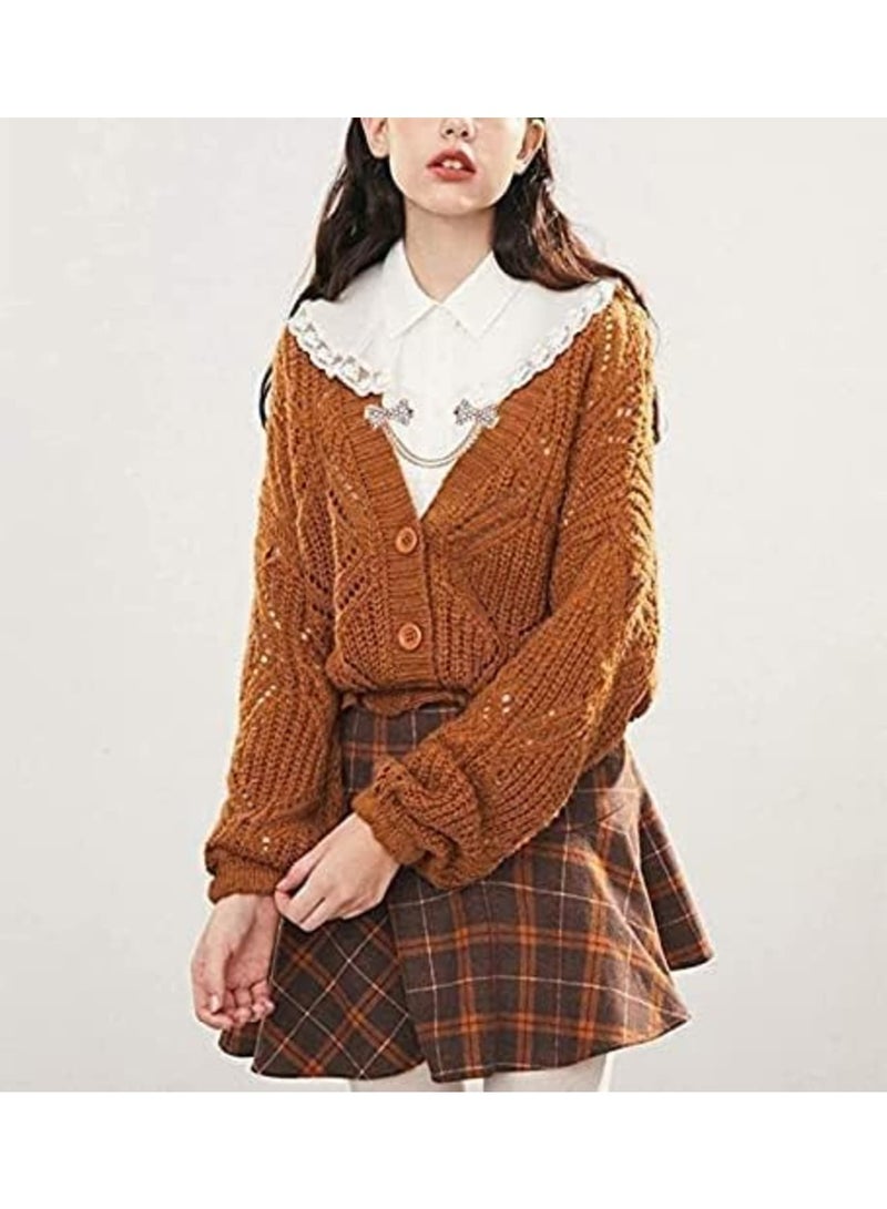 Luckam 4 Pieces Sweater Clips for Women Girls Retro Cardigan Collar Clips Set Hollow Flower Pearl Dresses Sweater Shawl Cardigan Collar Clip - Image 5