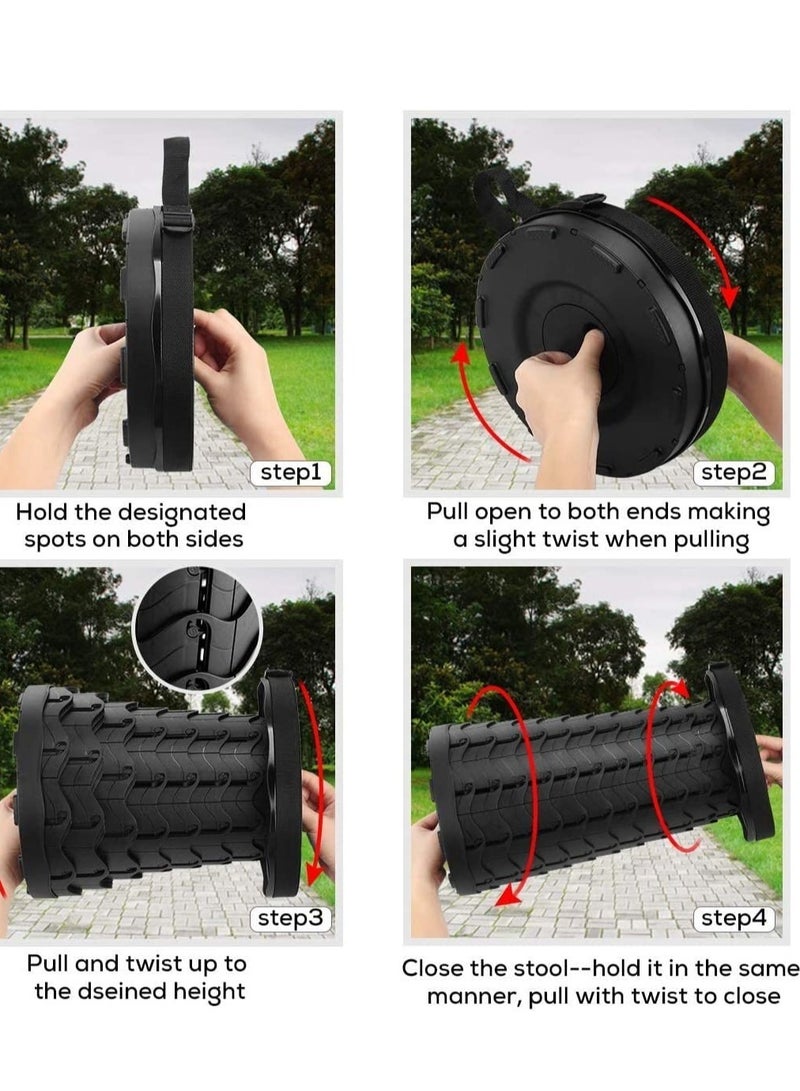 إلترازون Upgraded-Portable Collapsible Folding Stool, Retractable Telescoping Foldable Camping Stool for Adults for Outdoor Fishing Hiking Gardening Travel BBQ - Image 3