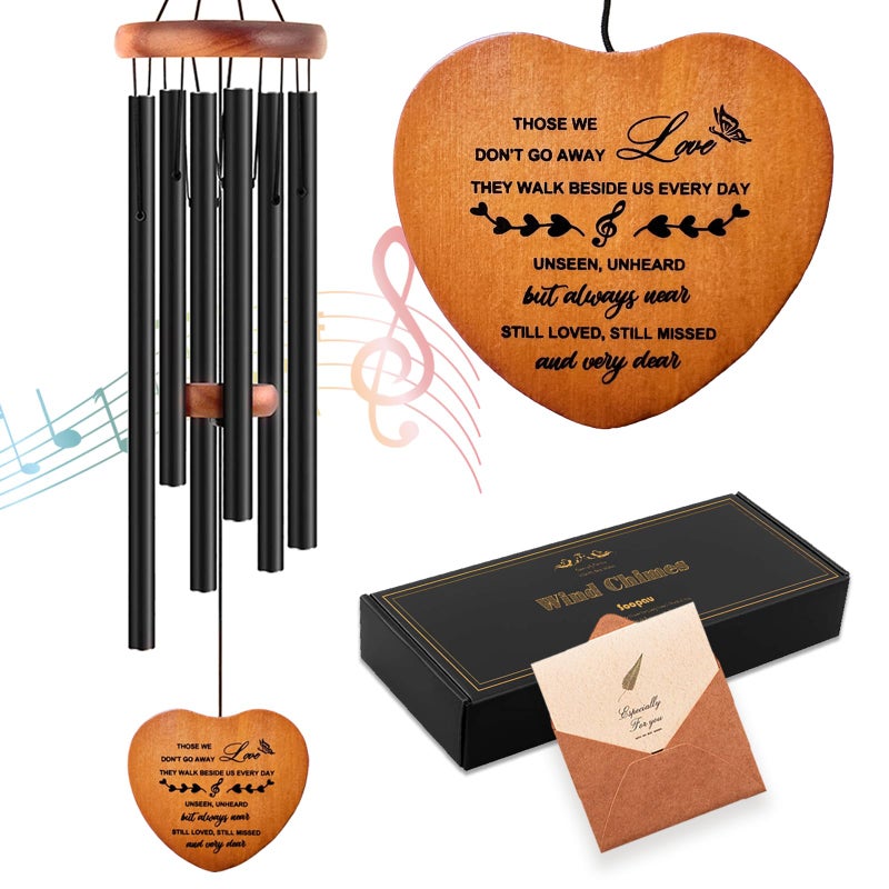 Soopau Sympathy Gifts for Loss of Loved One, Memorial Wind Chimes for Mom Dad Husband Brother, Funeral Bereavement Sympathy Gifts Basket, in Memory of Loved One Gifts - Black - Image 1
