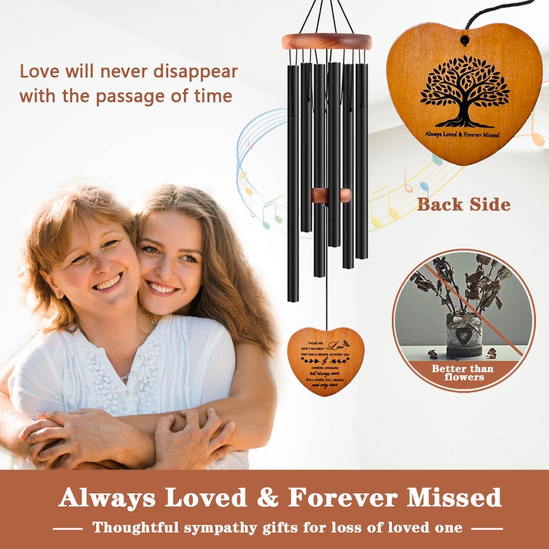Soopau Sympathy Gifts for Loss of Loved One, Memorial Wind Chimes for Mom Dad Husband Brother, Funeral Bereavement Sympathy Gifts Basket, in Memory of Loved One Gifts - Black - Image 2