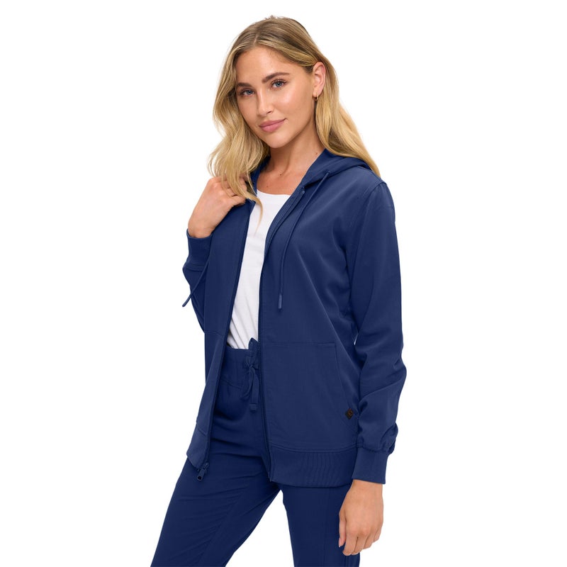 MONARCH UNIFORMS سترة طبية للنساء من مونوك - سترة هودي خفيفة الوزن بسحاب، سترة طبية مرنة للنساء - أزرق بحري - م - Image 5