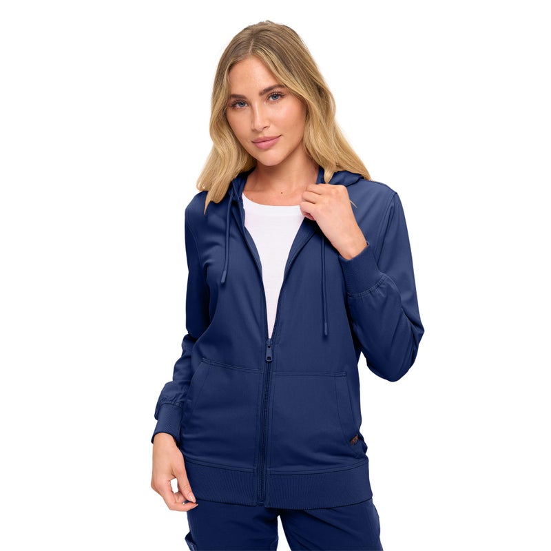 MONARCH UNIFORMS سترة طبية للنساء من مونوك - سترة هودي خفيفة الوزن بسحاب، سترة طبية مرنة للنساء - أزرق بحري - م - Image 2