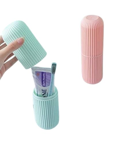 COLESHWAR Capsule Shape Bottle Portable Travel Storage Bottle,Unique Design Travelling Camping Tour Toothbrush Holder (Pack of 2) - Image 1