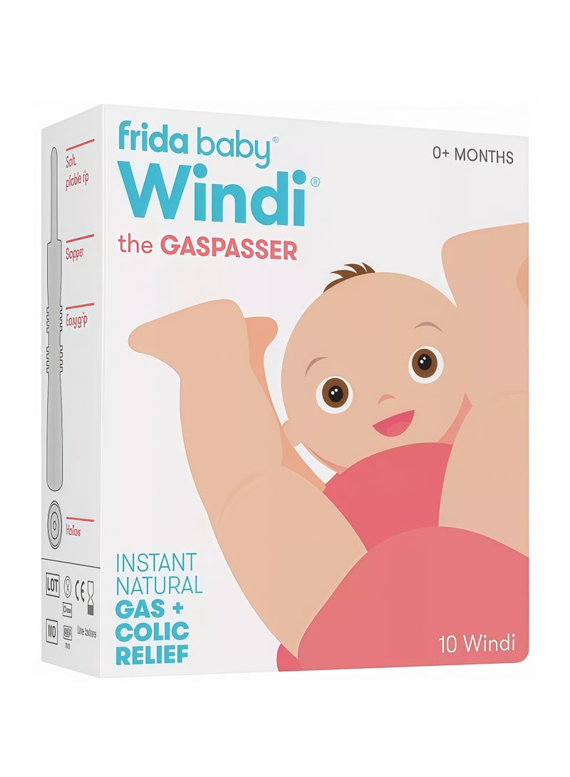 فريدا بيبي قلم ضخّ الغاز لرضع - علاج فيزيائي سريع لتخفيف колиك الغاز، حزمة من 10 قطع، ناعم ومعتدل ويسهل استخدامه للأجنة والأطفال الصغار - Image 1