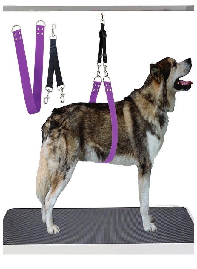DISCPETSEC Pet Dog Grooming Belly Strap - 2 Inch Wide Waterproof Strong PVC Support Band, Grooming Loop Restraint for Pet Bathing & Grooming (Purple-Long) - Image 1