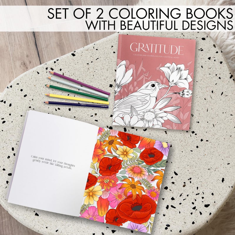 ZICOTO Beautiful Adult Coloring Book Set of 2 for Relaxation - Gratitude and Mindfulness Books with Inspirational Quotes Making it a Great Gift - Perfect Stress-Relieving Books Fun to Color for Women - Image 2